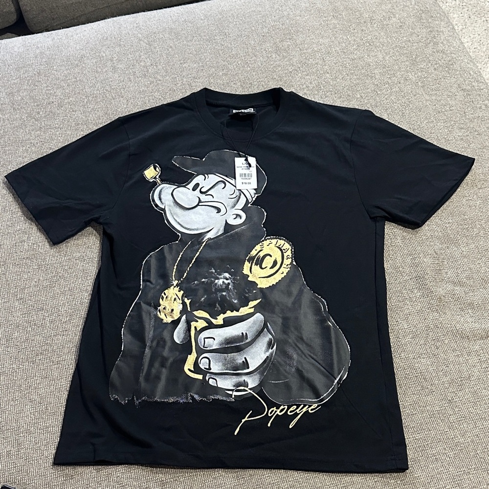 Reason Black and Gold Popeye Graphic Tee